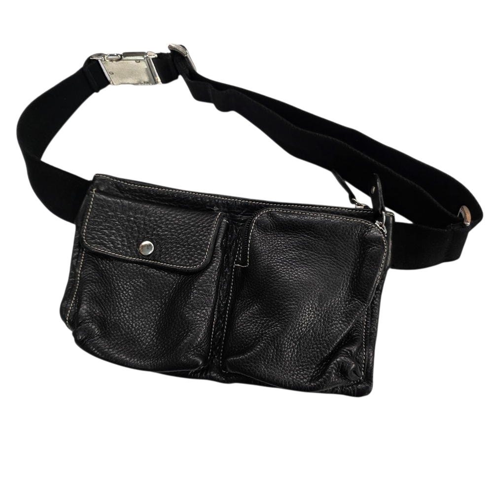 Roots Black pebbled leather fanny/belt pack/bag